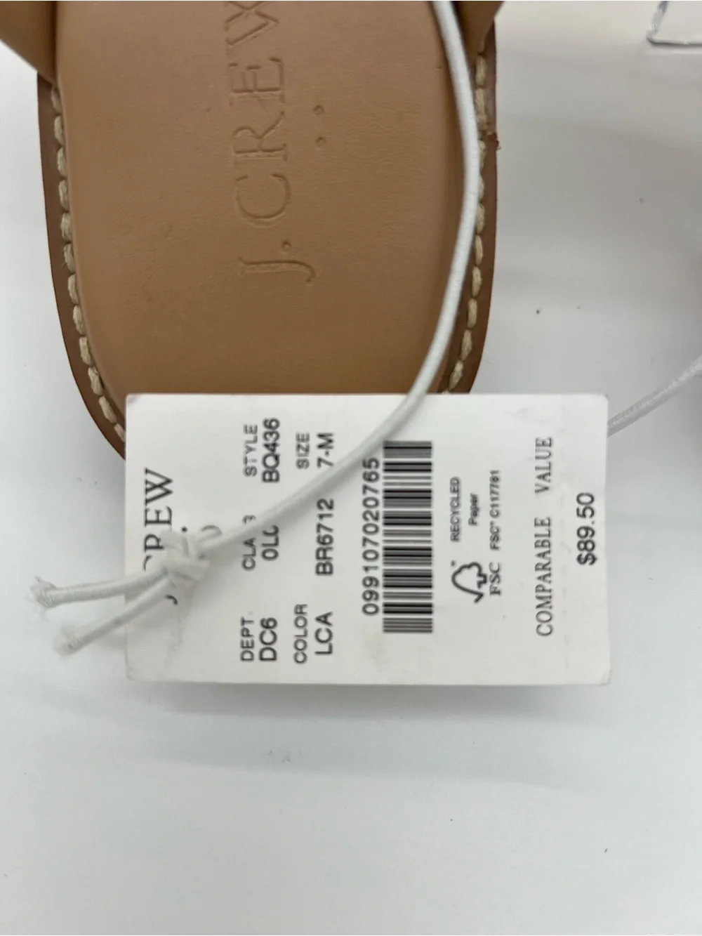 J. Crew Cognac Knotted Leather Toe-Post Sandals size 7
